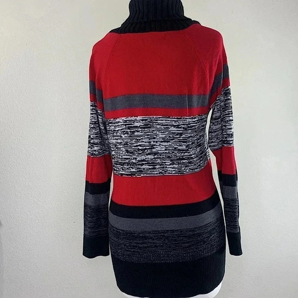 STYLE & CO Wrapped Knit Tunic Sweater Women Size M Striped Pullover Laced Up - Picture 3 of 12